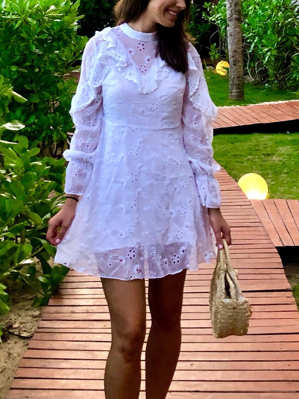 Urban Outfitters Eyelet Mini Dress White